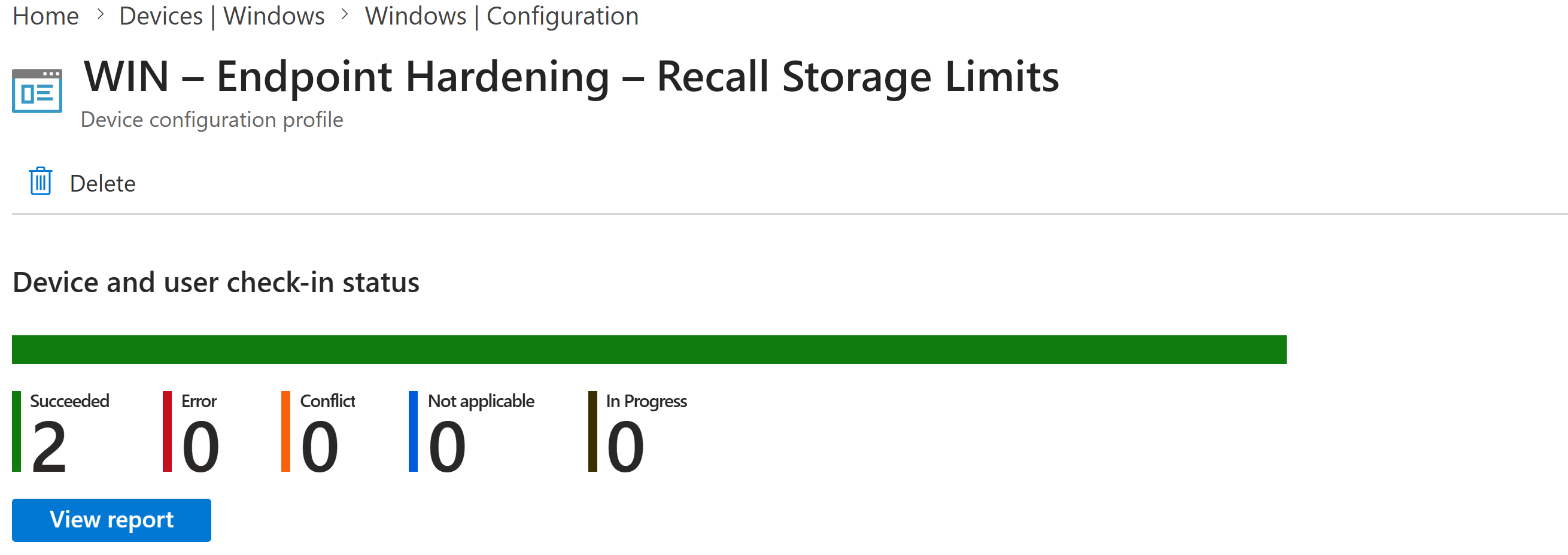 Monitoring the policy deployment status with Microsoft Intune