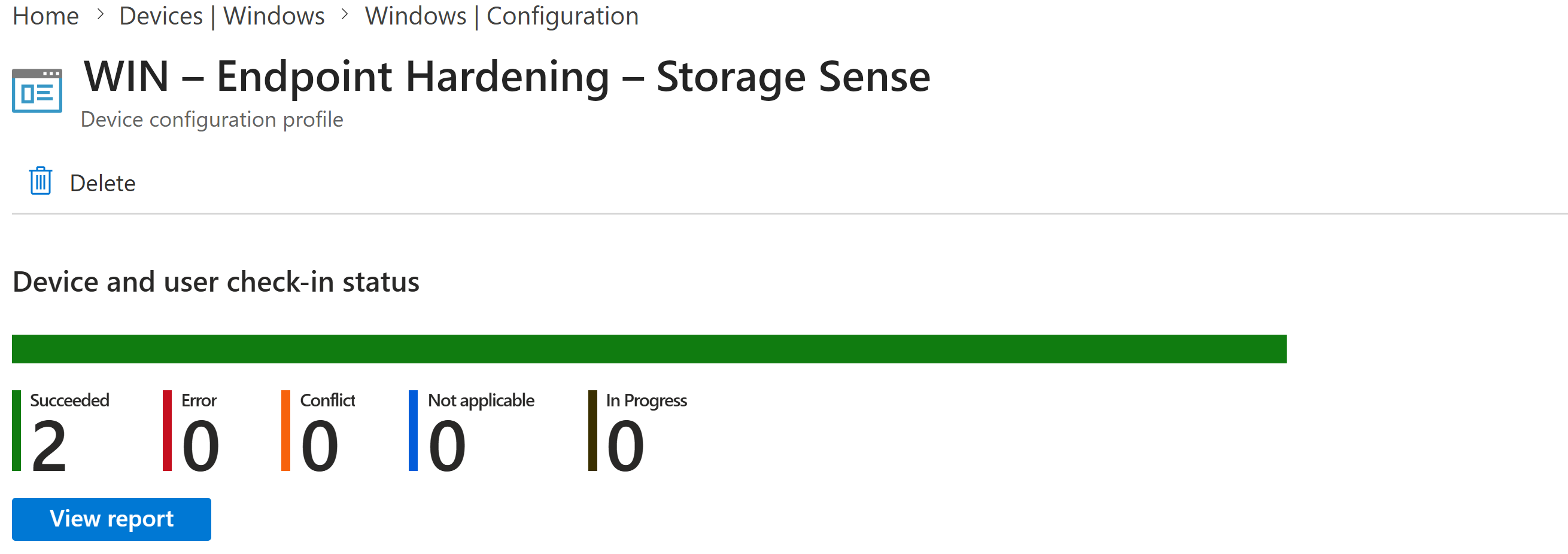 Monitoring the policy deployment status with Microsoft Intune