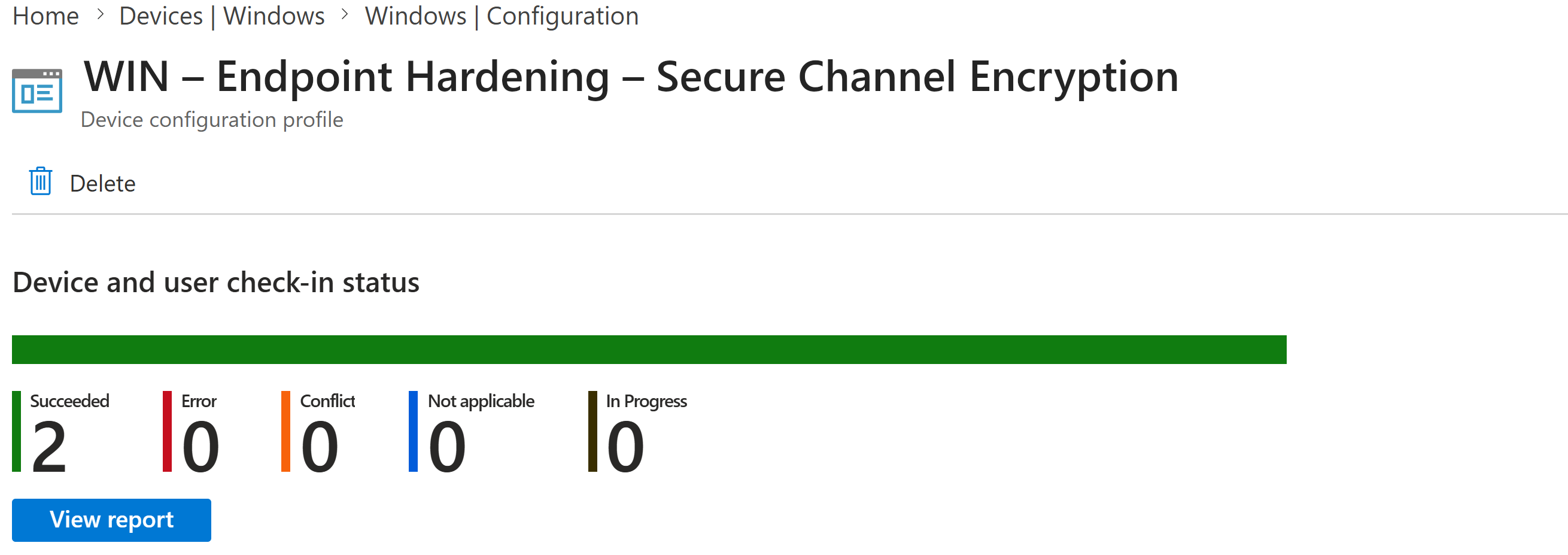 Monitoring the policy deployment status with Microsoft Intune