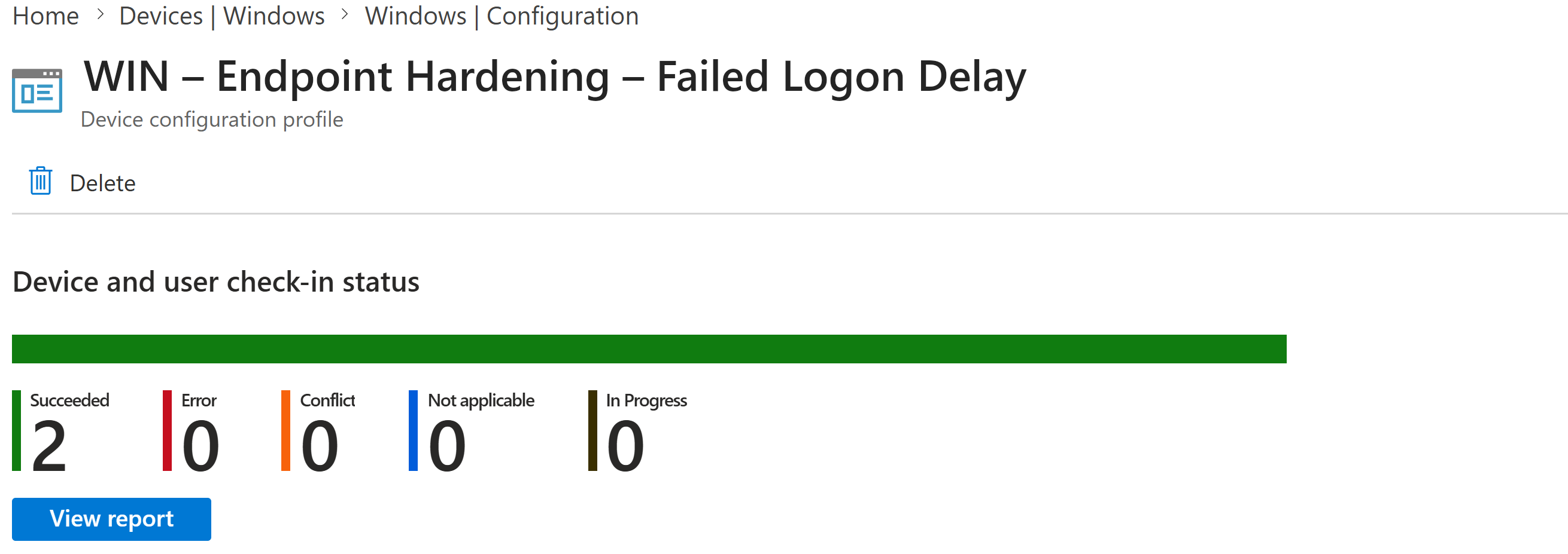 Monitoring the policy deployment status with Microsoft Intune