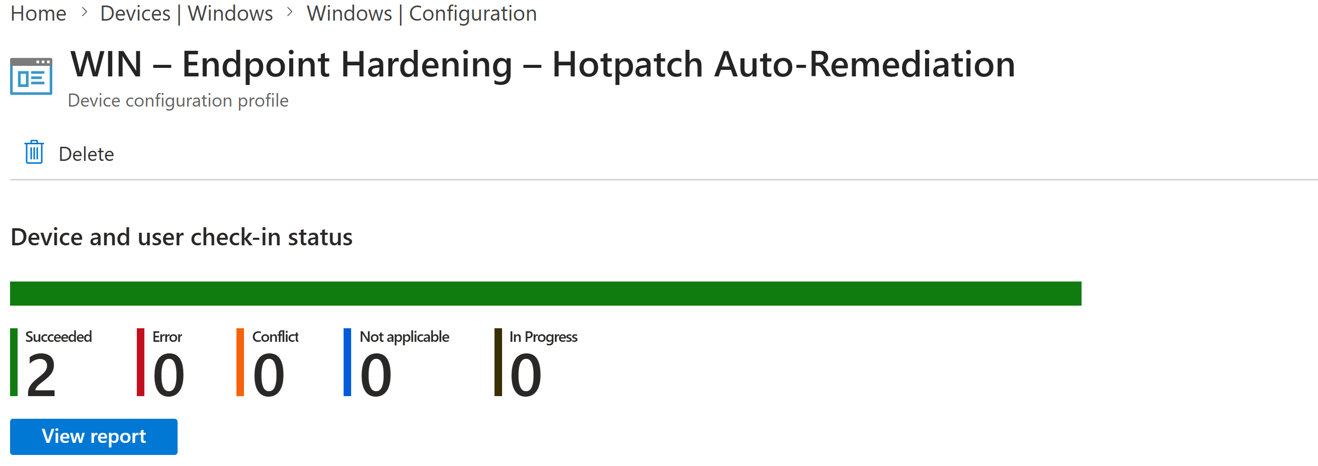 Monitoring the policy deployment status with Microsoft Intune
