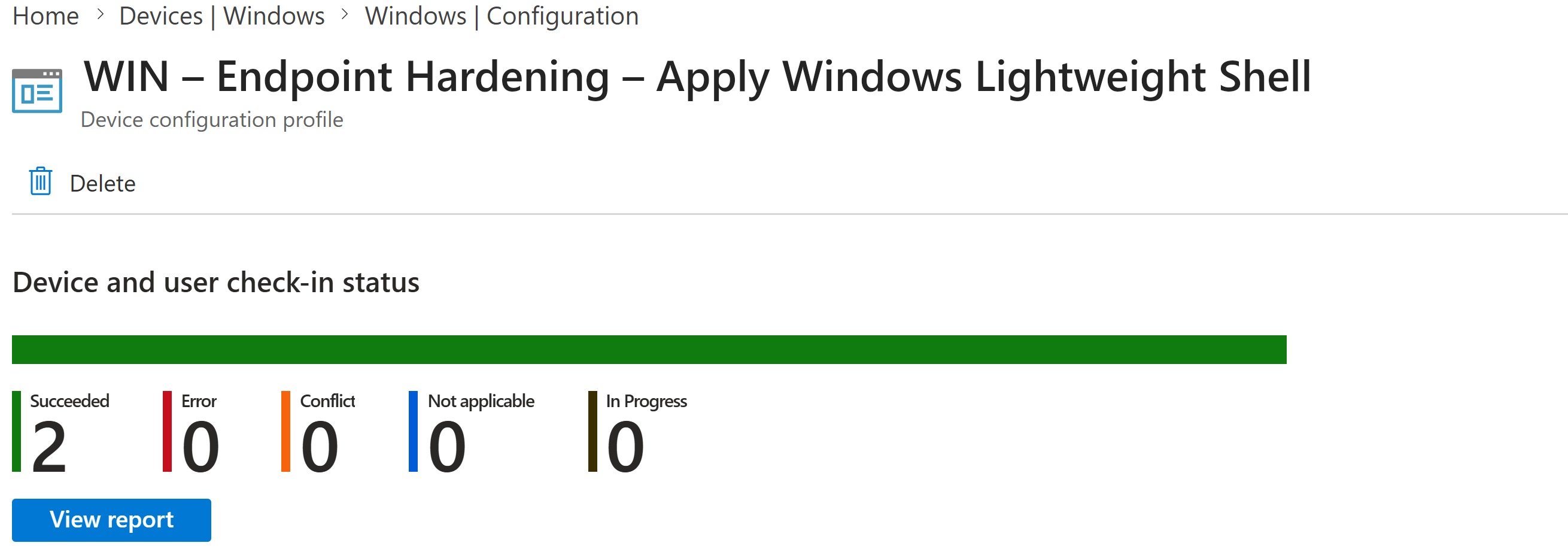 Monitoring the policy deployment status with Microsoft Intune