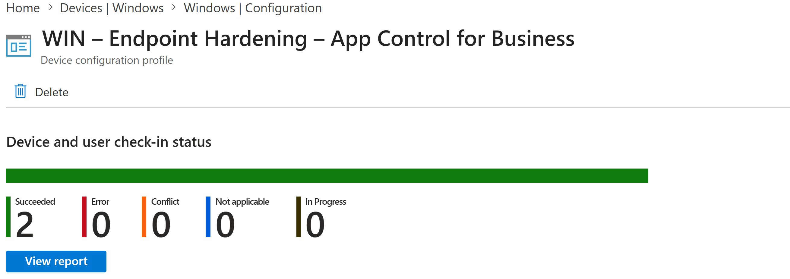 Monitoring the policy deployment status with Microsoft Intune