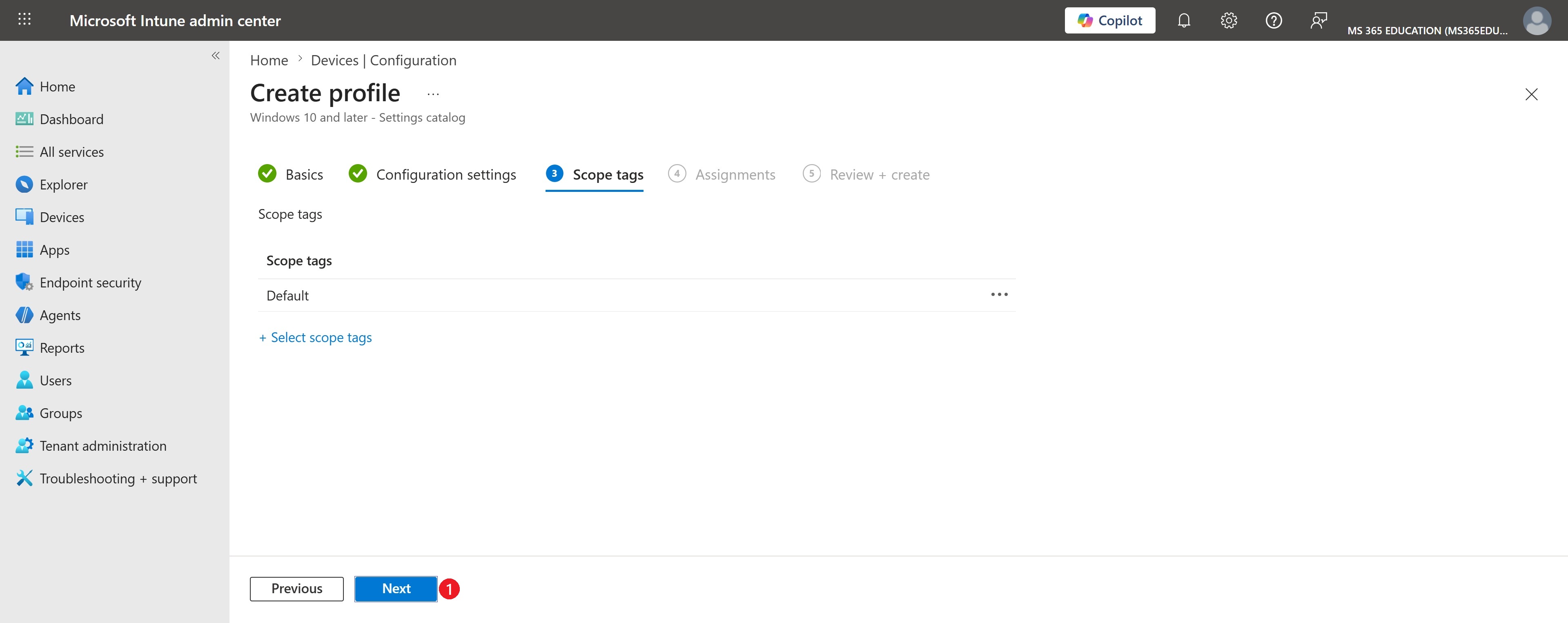 Keeping the Default scope tag with Microsoft Intune